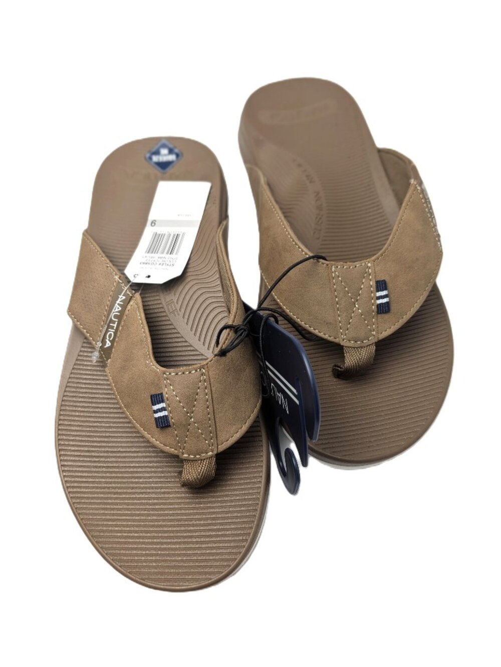 Nautica Welsey Toffee Thong Sandals Men's 9 Cushion Relief NWT
